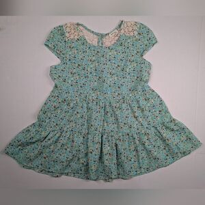 Monteau Girl’s Teal Floral Knit Backing Top